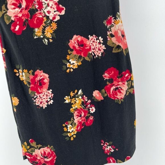 Forever 21 Criss-Cross Black Floral Print Short Sleeve Pullover Mini Dress Small - Picture 7 of 10